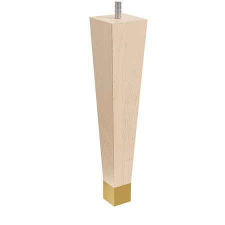 Designs Of Distinction 9" Square Tapered Leg W/ bolt and 1" Satin Brass Ferrule - Hardwood W/ Semi-Gloss Clear Coat Finish 01241009MASB8